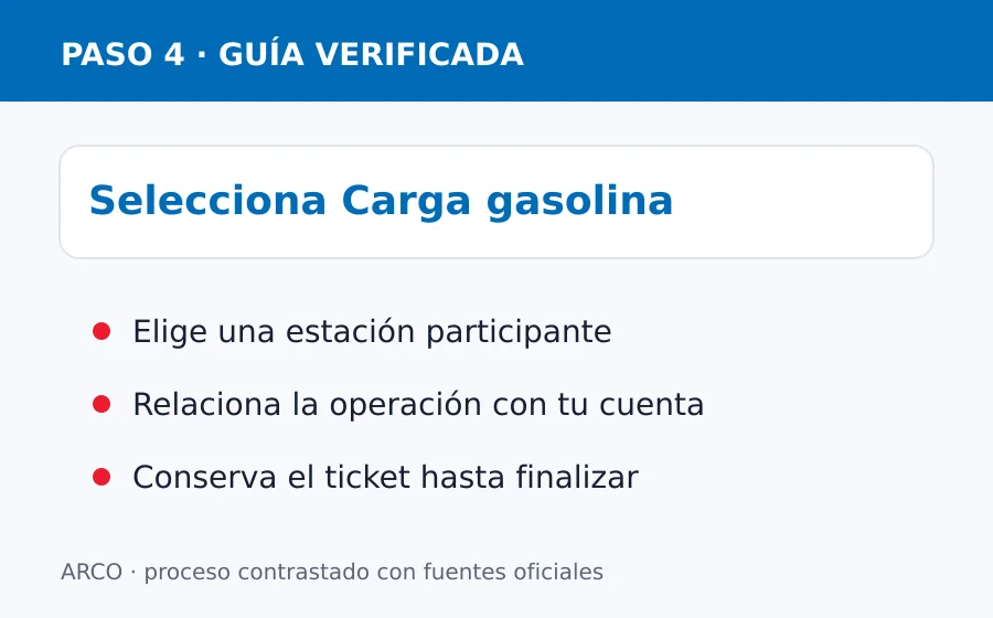 facturacion arco gasolina Seleccionar una carga de gasolina en App SUMA