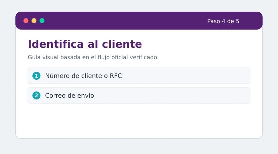 Cargo Gas facturación paso 4: Identifica al cliente