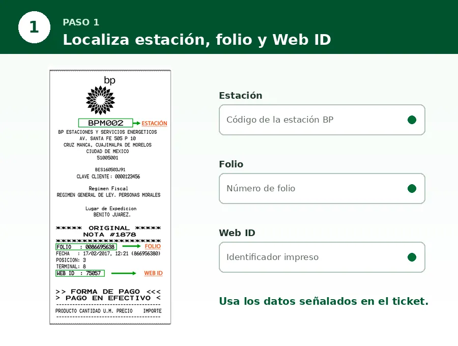 gasolinera BP facturacion facturacion gasolinera BP: datos del ticket