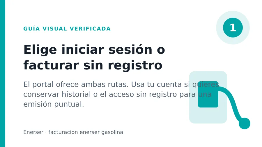 Paso 1 de Enerser: Elige iniciar sesión o facturar sin registro facturacion enerser gasolina: Elige iniciar sesión o facturar sin registro