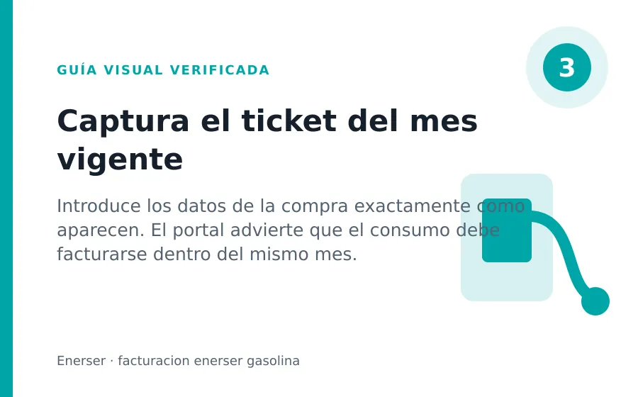 Paso 3 de Enerser: Captura el ticket del mes vigente facturacion enerser gasolina: Captura el ticket del mes vigente