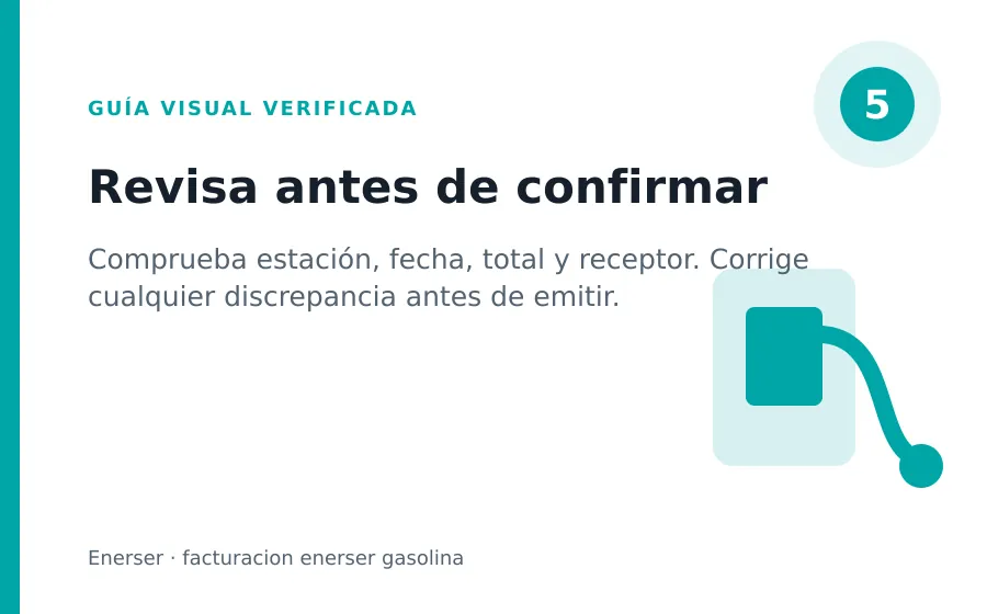Paso 5 de Enerser: Revisa antes de confirmar facturacion enerser gasolina: Revisa antes de confirmar
