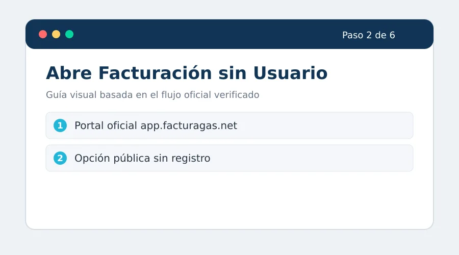 facturar facturagas · facturagas facturar ticket FacturaGAS facturación paso 2: Entra en Facturación sin Usuario