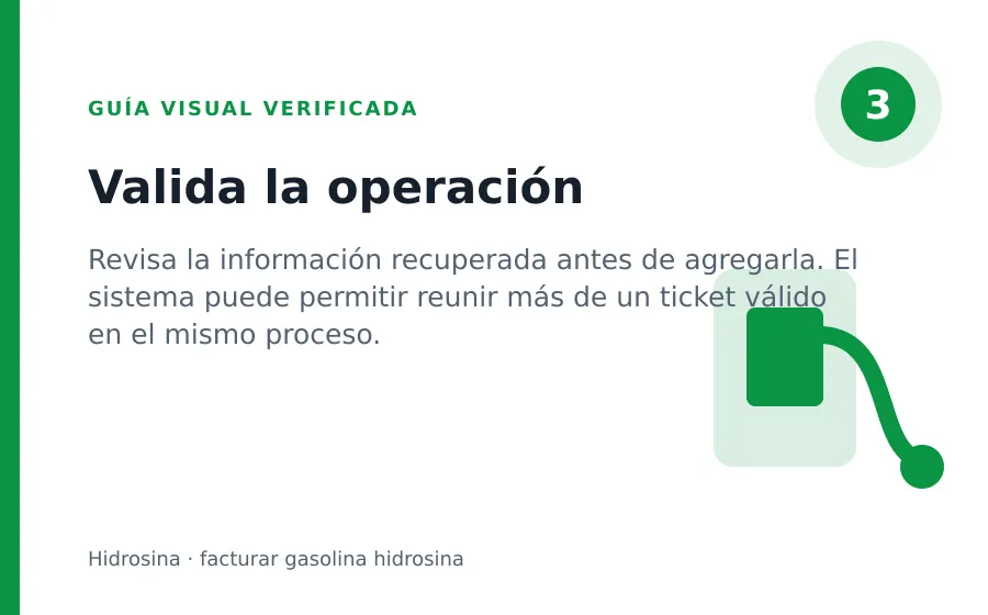 facturar gasolina hidrosina: Valida la operación
