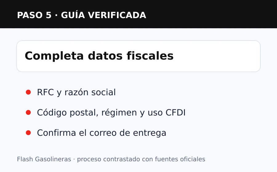 CFDI 4.0 Flash Gasolineras Datos fiscales para Flash Gasolineras
