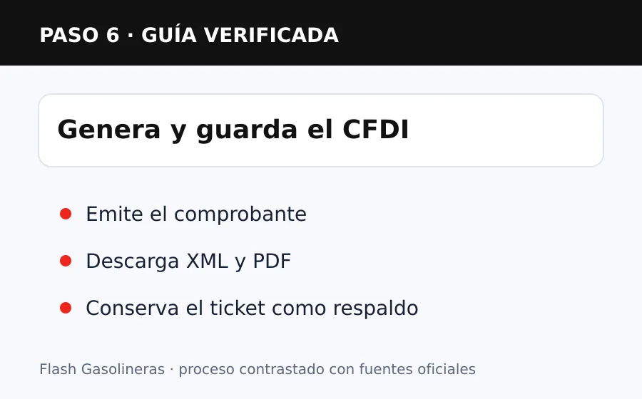 CFDI Flash Gasolineras Generar y guardar el CFDI de Flash Gasolineras