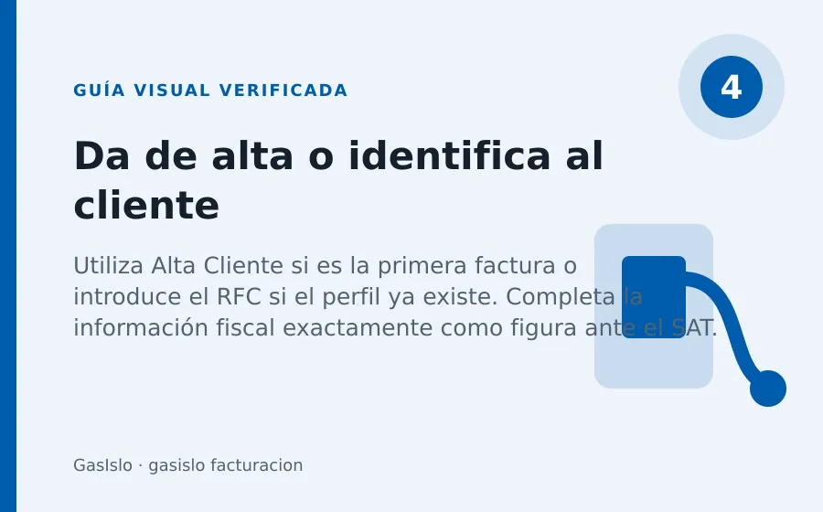 gasislo 2000 facturacion: folio y Web ID gasislo facturacion: Da de alta o identifica al cliente