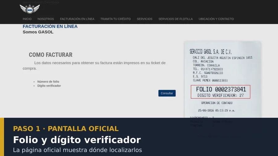 folio y dígito GASOL Localizar folio y dígito para GASOL facturación