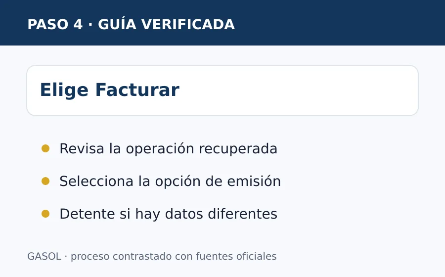 facturar ticket GASOL Elegir facturar el consumo GASOL