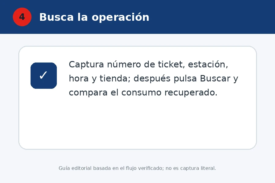 Ticket de Gasolinera Arce en EfectiFactura Buscar la operación de Gasolinera Arce