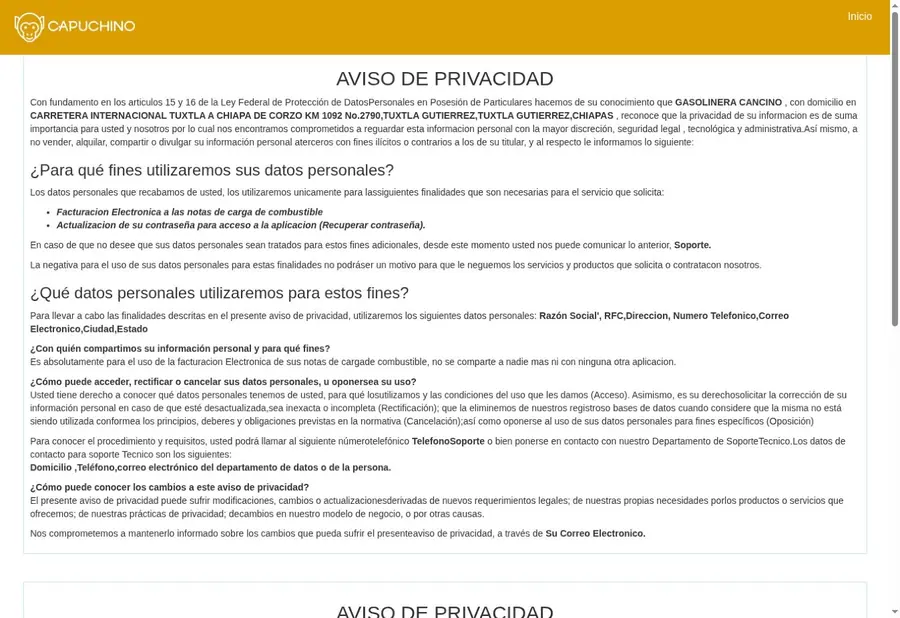Conserva el CFDI y tus comprobantes Aviso y resguardo de datos de factura Cancino
