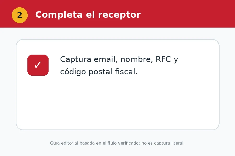 Completa email, nombre, RFC y CP Datos del receptor en QualliGas