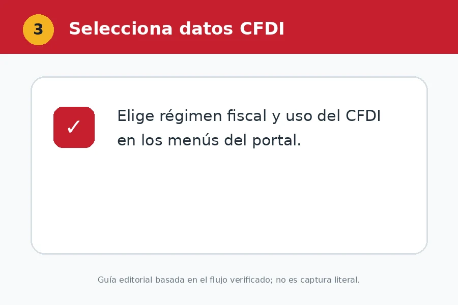 Selecciona régimen y uso CFDI Régimen y uso CFDI en Gasolinera de la Victoria