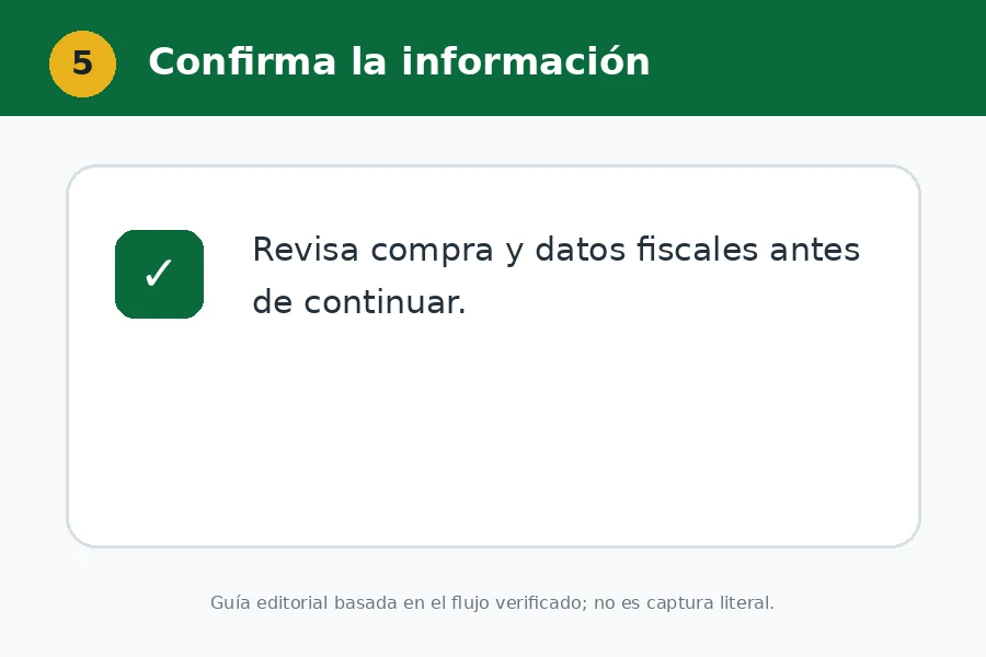 Comprueba compra y receptor Confirmación de factura San Rafael