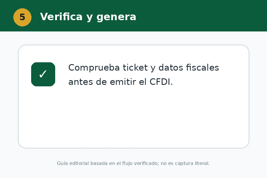Revisa antes de generar el CFDI Verificación del CFDI de Gasolinera Santa Catarina