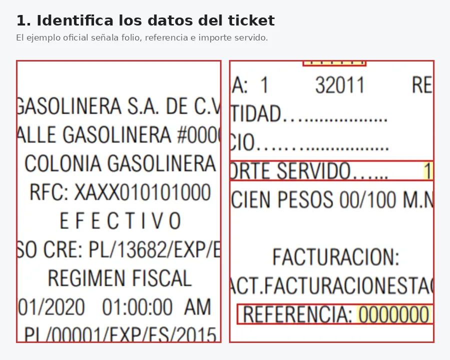 Gasosur ticket: referencia, folio e importe Facturar Combustibles Gasosur con referencia, folio e importe del ticket