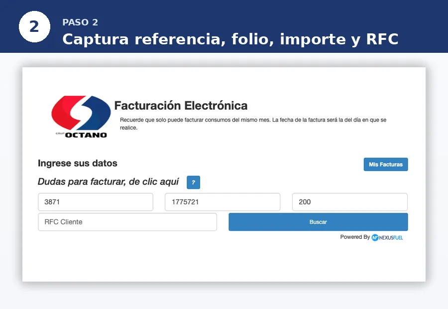factura grupo octano Ticket para facturación Grupo Octano
