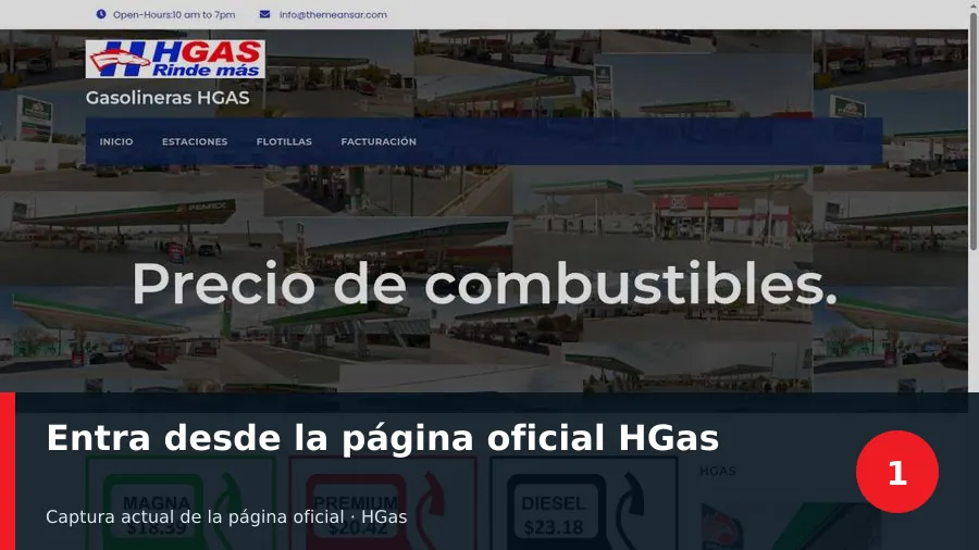 Paso 1 de HGAS: Entra desde la página oficial HGAS h gas facturacion: Entra desde la página oficial HGAS