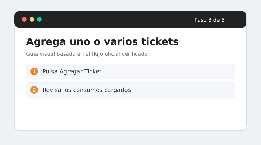 MEGAGAS facturación paso 3: Agrega uno o varios tickets