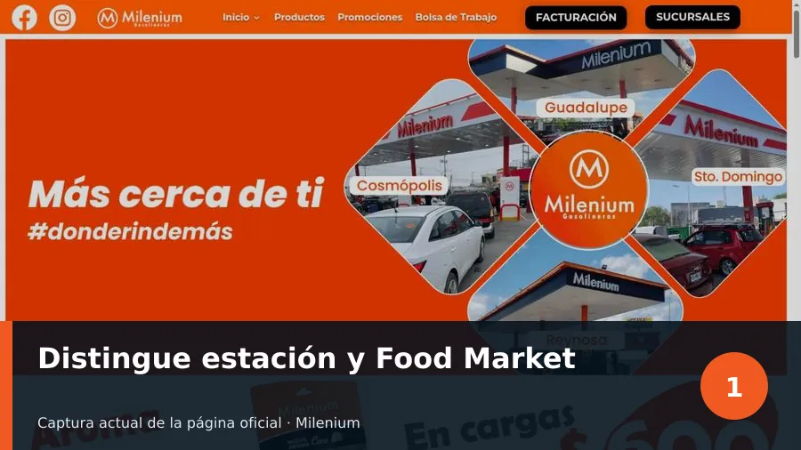 gasolinera milenium facturacion: estación y Food Market milenium gasolineras facturacion: Distingue estación y Food Market
