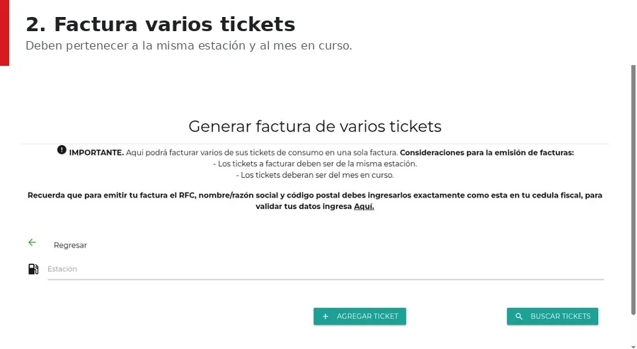 Nexum facturación de varios tickets Nexum facturacion varios tickets de la misma estación