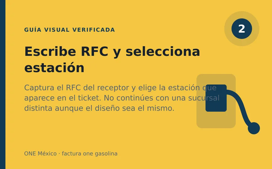 facturacion one gasolina: RFC y estación factura one gasolina: Escribe RFC y selecciona estación