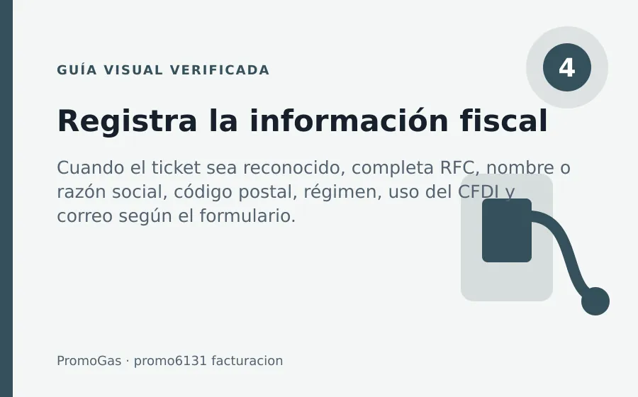 Paso 4 de PromoGas: Registra la información fiscal promo6131 facturacion: Registra la información fiscal