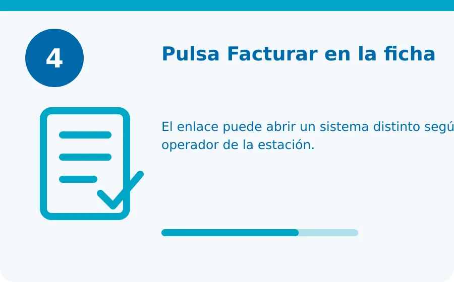 Valero facturación, paso 4: pulsa Facturar en la ficha gasolinera Valero facturacion