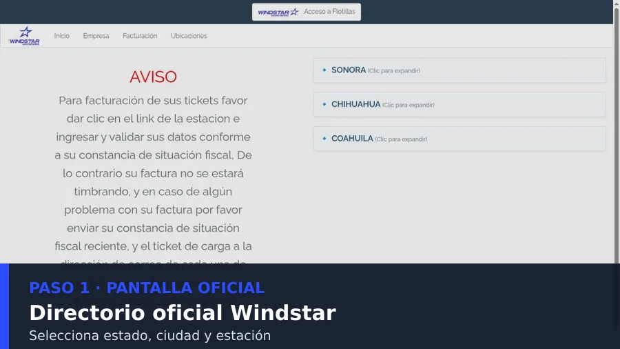 windstar gasolineras para facturar Abrir Windstar Gasolineras para facturar