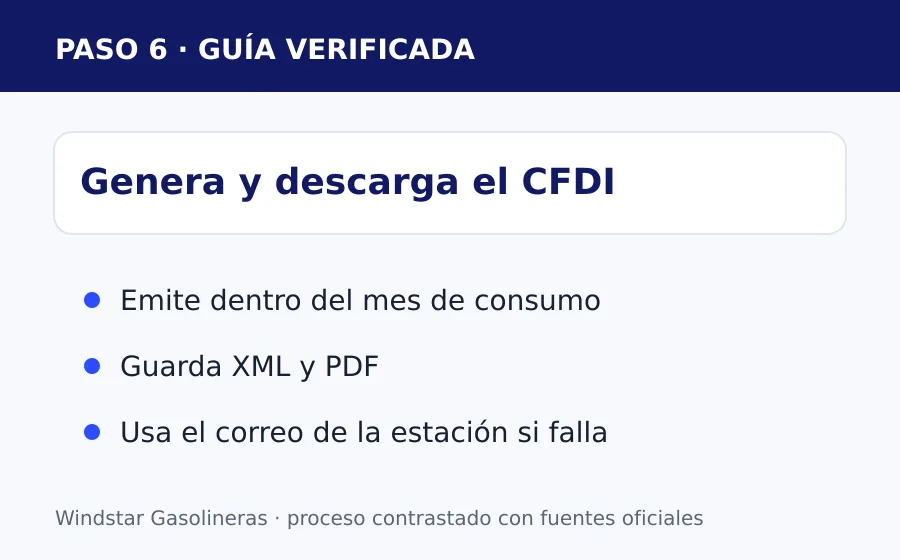 facturacion windstar gasolineras Generar y descargar el CFDI Windstar