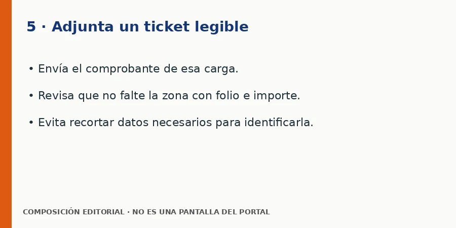 5 · Adjunta un ticket legible Enviar el ticket a la estación 76 de Gaspit