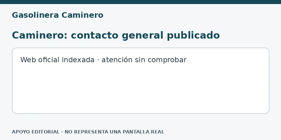 Caminero: contacto general publicado Apoyo editorial: Caminero: contacto general publicado