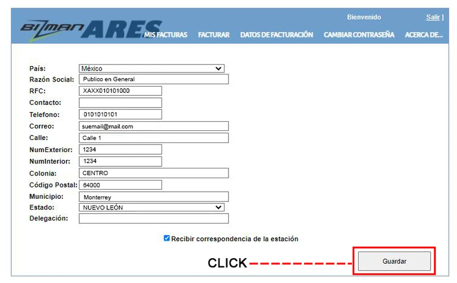 Datos de facturación en el manual oficial de Monsal Datos de facturación en el manual oficial de Monsal