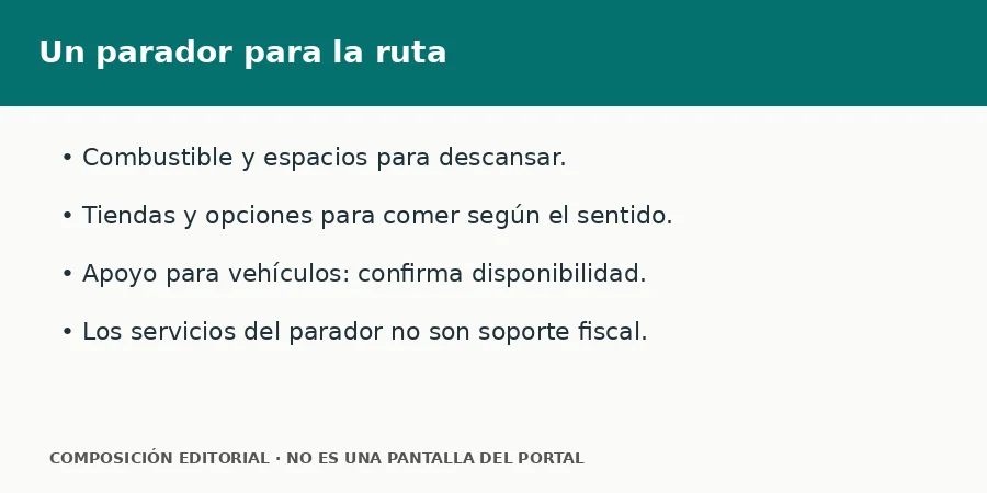 Un parador para la ruta Servicios del parador Monsal descritos oficialmente