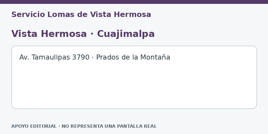 Vista Hermosa · Cuajimalpa Apoyo editorial: Vista Hermosa · Cuajimalpa