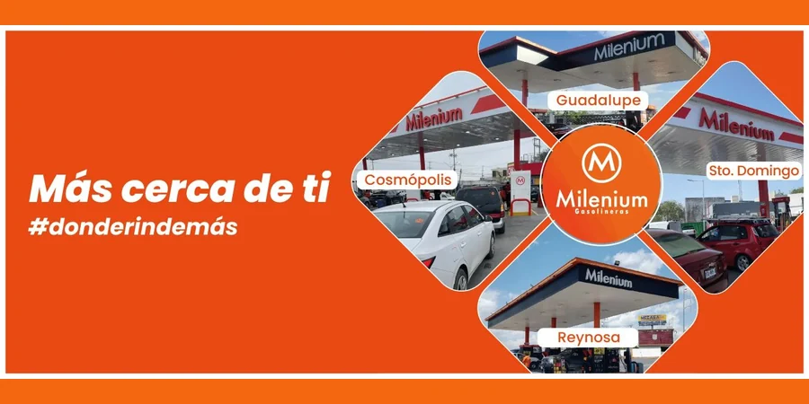 Imagen panorámica del sitio oficial Milenium Gasolineras Panorama tomado de la web oficial con estaciones de Milenium
